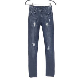 Judy Blue Distressed Skinny Jeans Size 25 Dark Wash Stretch Skinny Low-Rise Jean